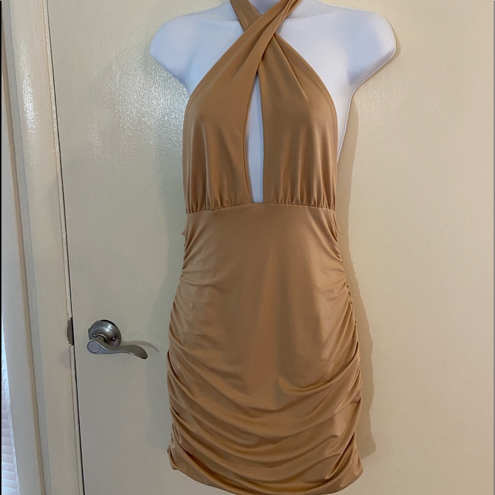 Shein Tan halter dress.